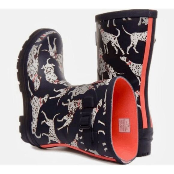 Joules Navy Dalmatian Molly Wellingtons Boots - Picture 2 of 16